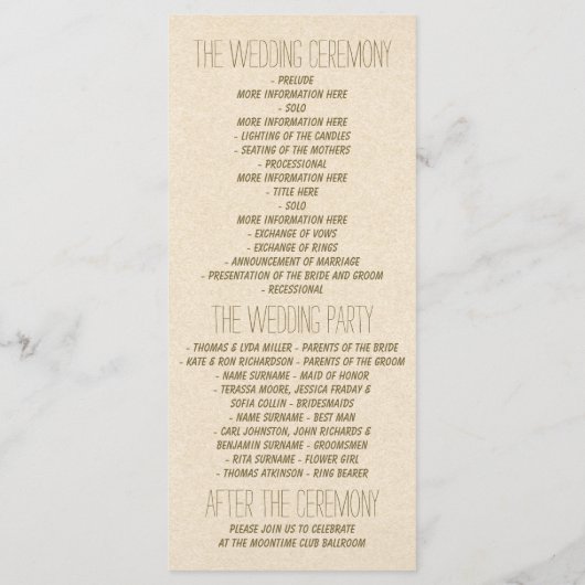 Elegante Hochzeitsprogramme für Hirsche Programm (Rückseite)