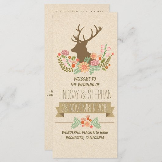 Elegante Hochzeitsprogramme für Hirsche Programm (Vorne/Hinten)