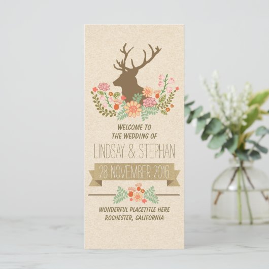 Elegante Hochzeitsprogramme für Hirsche Programm (Stehend Vorderseite)