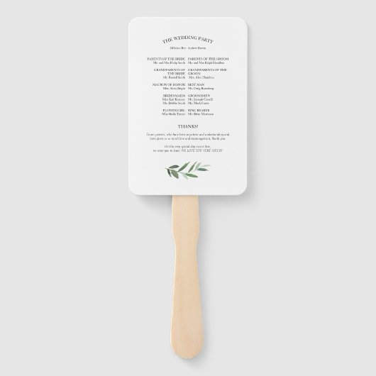 Elegante Hochzeitsprogramme für Wasserfarben Fächer (Rückseite)