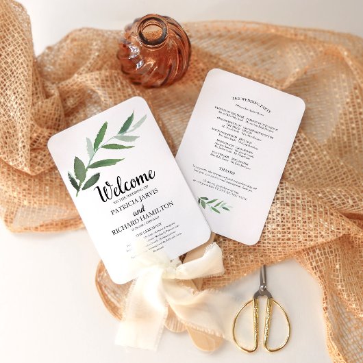 Elegante Hochzeitsprogramme für Wasserfarben Fächer