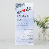 Elegante Hochzeitsprogramme mit Blauer Flora (Stehend Vorderseite)