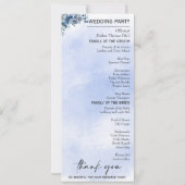 Elegante Hochzeitsprogramme mit Blauer Flora (Rückseite)
