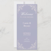 Elegante Hochzeitsprogramme mit Chic-Lila-Rahmen (Vorderseite)