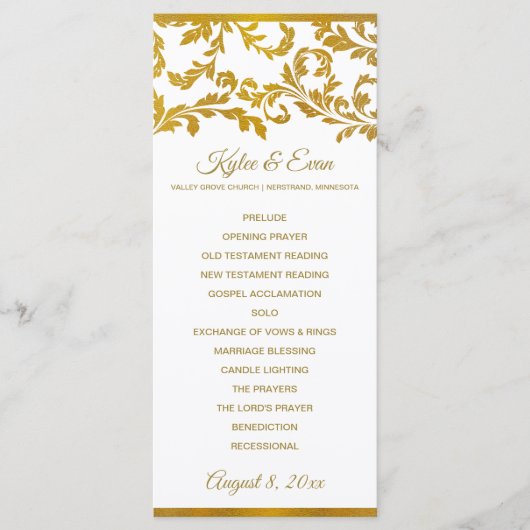 Elegante Hochzeitsprogramme mit falscher Goldfolie Programm (Vorderseite)