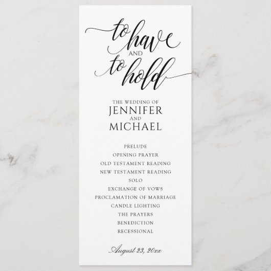 Elegante Hochzeitsprogramme mit Typografie | Schwa Programm (Vorderseite)