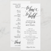 Elegante Hochzeitsprogramme mit Typografie | Schwa Programm (Vorne/Hinten)