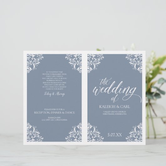 Elegante Hochzeitsprogramme - Nadine (Dusty Blue) (Stehend Vorderseite)