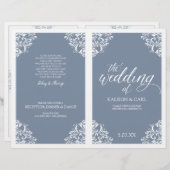 Elegante Hochzeitsprogramme - Nadine (Dusty Blue) (Vorne/Hinten)