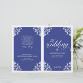 Elegante Hochzeitsprogramme -Nadine (Königsblau) (Stehend Vorderseite)