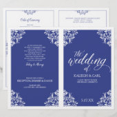 Elegante Hochzeitsprogramme -Nadine (Königsblau) (Vorne/Hinten)
