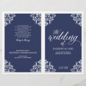 Elegante Hochzeitsprogramme - Nadine (Navy Blue) (Vorderseite)