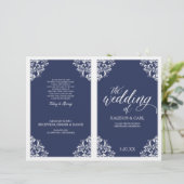 Elegante Hochzeitsprogramme - Nadine (Navy Blue) (Stehend Vorderseite)