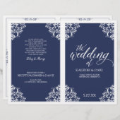 Elegante Hochzeitsprogramme - Nadine (Navy Blue) (Vorne/Hinten)