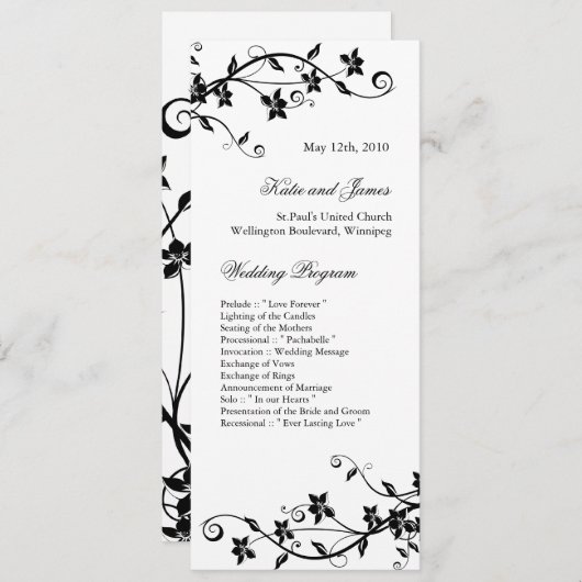 Elegante Hochzeitsprogramme Programm (Vorne/Hinten)