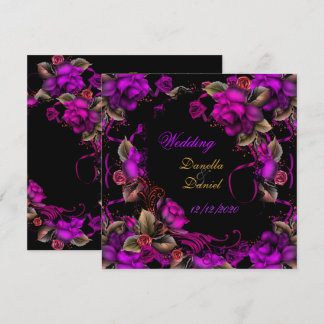 Elegante Hochzeitspur Pink Pum Rose Black Einladung