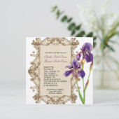 Elegante Hochzeitsreise - Lila Iris Einladung (Stehend Vorderseite)