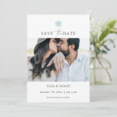 Elegante Hochzeitsreise mit dem Foto Save The Date (Stehend Vorderseite)