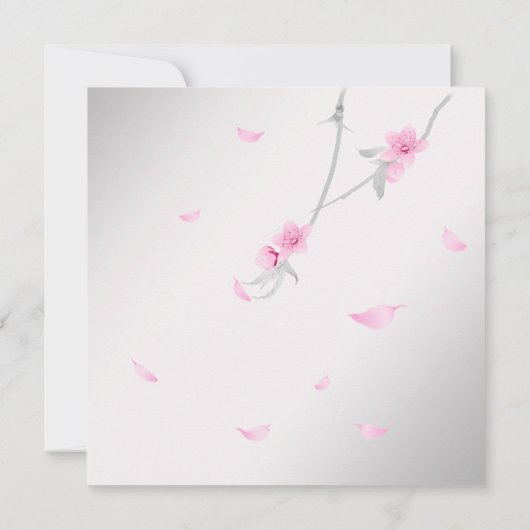 Elegante Hochzeitsreise mit Sakura Einladung (Rückseite)