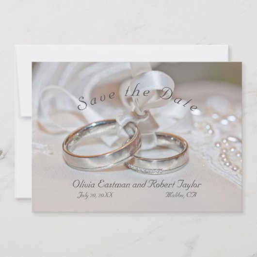 Elegante Hochzeitsringe Save the Date Einladung (Vorderseite)