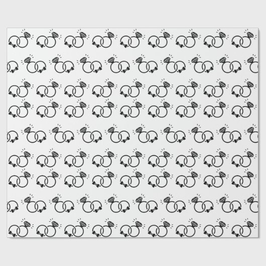 Elegante Hochzeitsringe Schwarz und Weiß nahtlos Geschenkpapier (Flach)