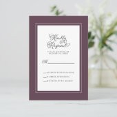 Elegante Hochzeitssaison Cassis Lila und weiß RSVP Karte (Stehend Vorderseite)