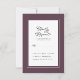 Elegante Hochzeitssaison Cassis Lila und weiß RSVP Karte