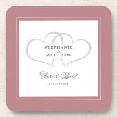 Elegante Hochzeitssänge für immer Love Dusty Rose Getränkeuntersetzer (Vorderseite)