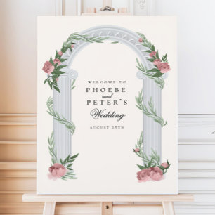 Elegante Hochzeitssäule im Garten Poster