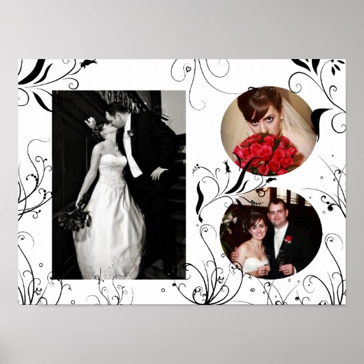 Elegante Hochzeitsschrift Foto Print Poster (Vorne)