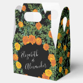 Elegante Hochzeitsschwarz und orange Rose Geschenkschachtel (Geöffnet)