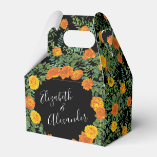 Elegante Hochzeitsschwarz und orange Rose Geschenkschachtel