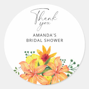 Elegante Hochzeitsshower mit floralen Motiven Runder Aufkleber