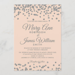 Elegante Hochzeitssilber Imitat Glitzer Confetti B Einladung