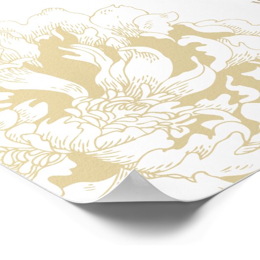 Elegante Hochzeitssitze aus Gold Peony Poster (Ecke)