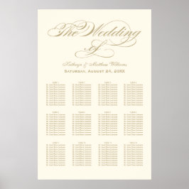 Elegante Hochzeitssitze in Elfenbein und Gold Poster