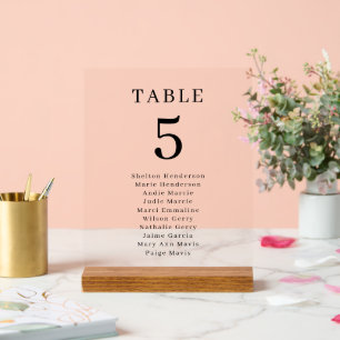Elegante Hochzeitssitze Transparente Tischnummer Acrylschild