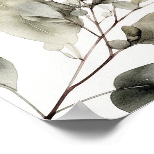 Elegante Hochzeitssitzkarte mit Grün Poster (Ecke)