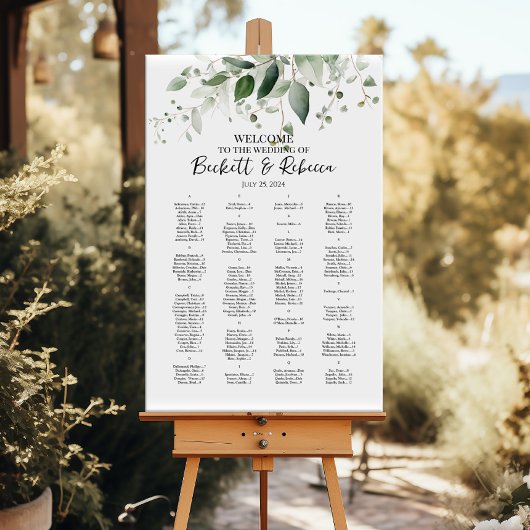 Elegante Hochzeitssitzkarte mit Grün Poster