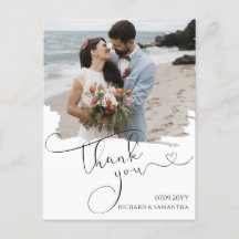 Elegante Hochzeitsskript-Dankeschön-Foto