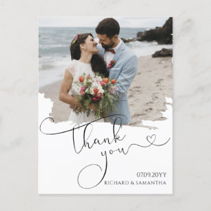 Elegante Hochzeitsskript-Dankeschön-Foto Postkarte