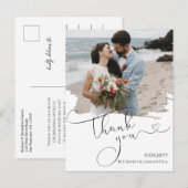 Elegante Hochzeitsskript-Dankeschön-Foto Postkarte (Vorne/Hinten)