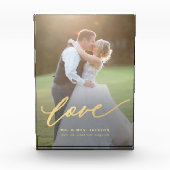 Elegante Hochzeitsskripte Liebe Goldschrift Mr. un Fotoblock (Vorderseite)