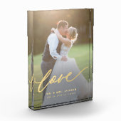 Elegante Hochzeitsskripte Liebe Goldschrift Mr. un Fotoblock (Links)