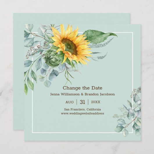 Elegante Hochzeitssonne Save The Date (Vorne/Hinten)