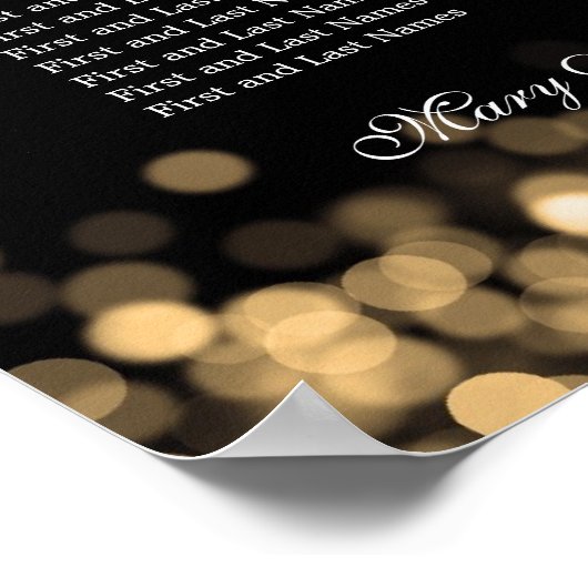 Elegante Hochzeitsstichtabelle Gold Lights Poster (Ecke)