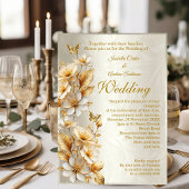 Elegante Hochzeitsstiftung Floral Cream Gold Schme Acryleinladungen