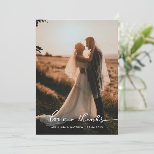 Elegante Hochzeitsstiftung und Dankeschön-Script | Dankeskarte (Stehend Vorderseite)
