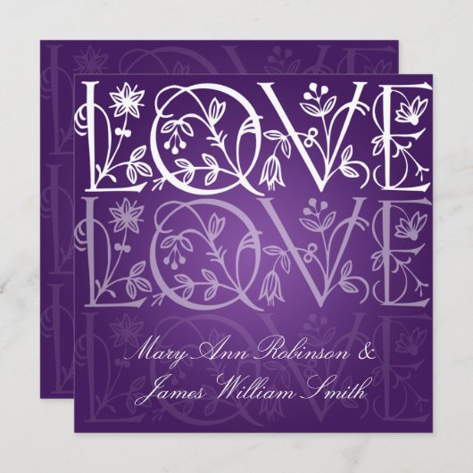 Elegante Hochzeitsstimmung Blühe Lila Einladung (Vorne/Hinten)