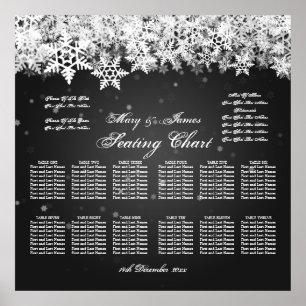 Elegante Hochzeitsstimmung im Winterschnee Schwarz Poster